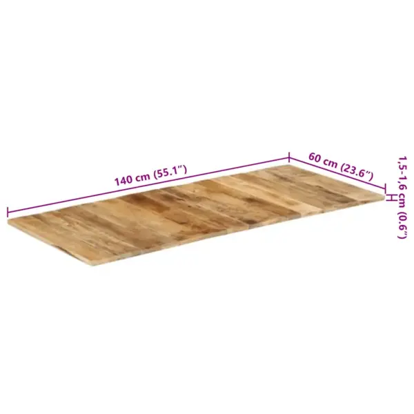 Mangopuidust lauaplaat, pruun, 140 x 60 cm, paksus 15–16 mm, lihvitud, värvitud ja lakitud – 11