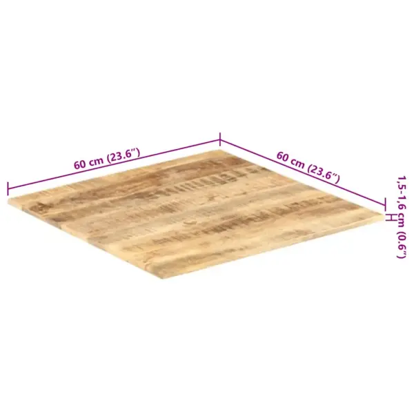 Tugevast mangopuidust lauaplaat 60 x 60 cm, 15–16 mm – 6