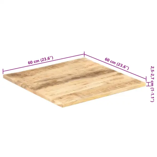 Mangopuidust ruudukujuline lauaplaat, pruun, 60 x 60 cm, 25–27 mm – 10