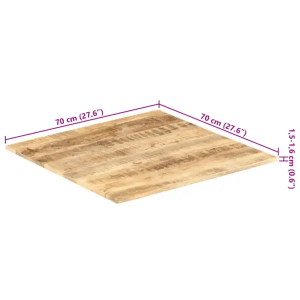 Mangopuidust lauaplaat kahe puidust toega, pruun, 70 x 70 cm, 15–16 mm – 10