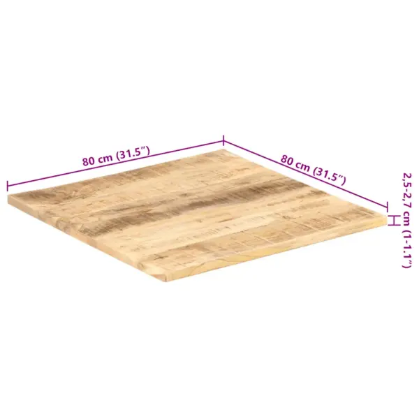 Lauaplaat mangopuidust, pruun, 80 x 80 cm, paksus 25–27 mm – 10
