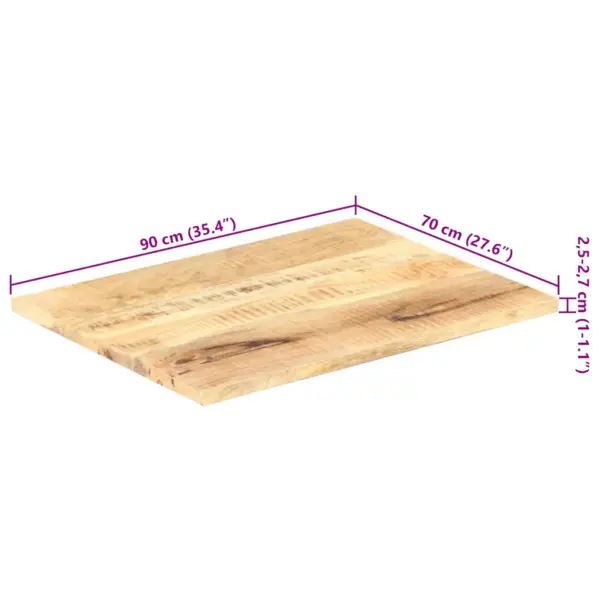 Mangopuidust lauaplaat 90 x 70 cm, paksus 25–27 mm, pruun, kahe puittugedega – 10
