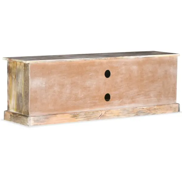 Maalähedane mangopuidust telerikapp kahe kapiga, lubjatud, 120 x 30 x 40 cm – 4