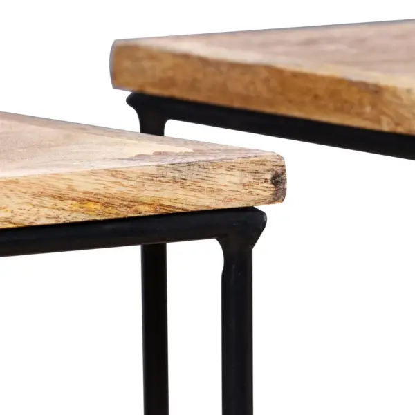 Modulaarne mangopuidust kohvilaudade komplekt, 3 tk, rauast jalad, 56 x 48 x 40 cm - 13