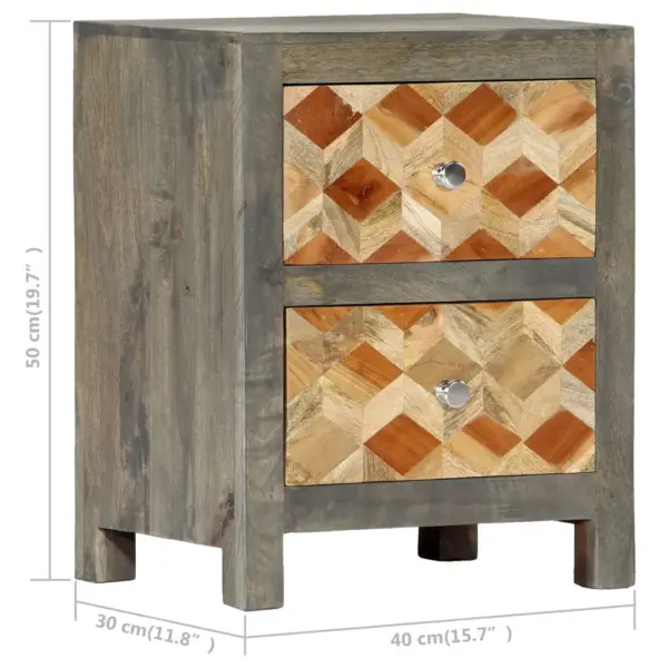 Mangopuidust öökapp 2 rombmustriga sahtliga, hall ja pruun, 40 x 30 x 50 cm – 8