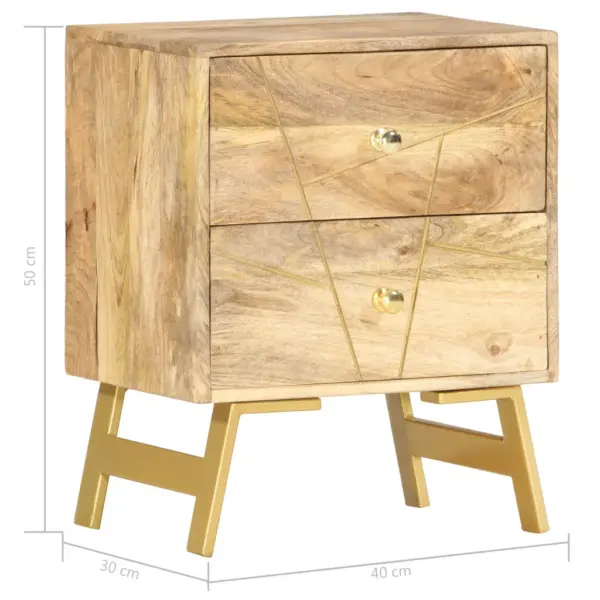 Mangopuidust öökapp 2 sahtliga, messingiviimistlusega terasjalad, 40 x 30 x 50 cm – 6