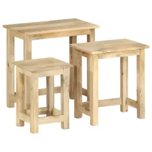 Mangopuidust pesulaudade komplekt, 3 tk, pruun, suurim laud 55 x 30 x 55 cm