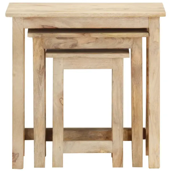 Mangopuidust pesulaudade komplekt, 3 tk, pruun, suurim laud 55 x 30 x 55 cm - 2