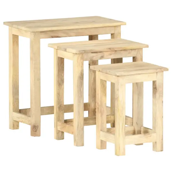 Mangopuidust pesulaudade komplekt, 3 tk, pruun, suurim laud 55 x 30 x 55 cm - 12