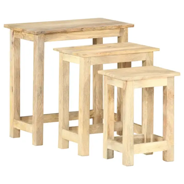 Mangopuidust pesulaudade komplekt, 3 tk, pruun, suurim laud 55 x 30 x 55 cm - 13