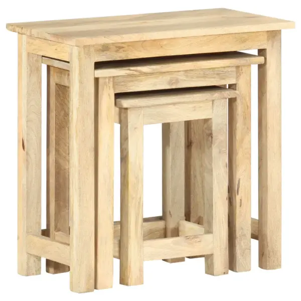 Mangopuidust pesulaudade komplekt, 3 tk, pruun, suurim laud 55 x 30 x 55 cm - 3