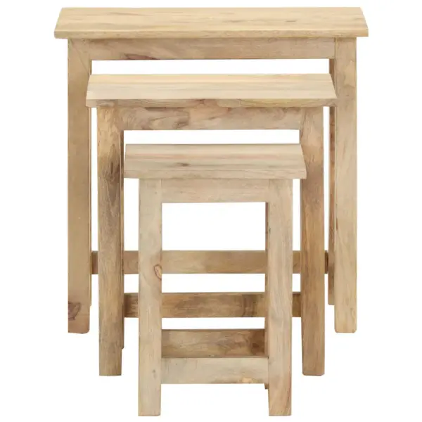 Mangopuidust pesulaudade komplekt, 3 tk, pruun, suurim laud 55 x 30 x 55 cm - 4