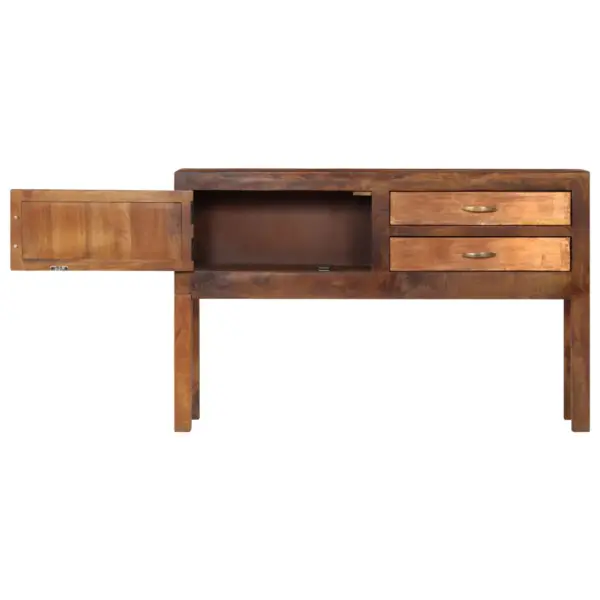 Mangopuidust puhvetkapp 2 sahtli ja uksega, pruun, 118 x 30 x 75 cm - 6