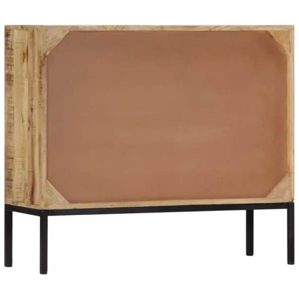 Mangopuidust puhvetkapp 3 sahtli ja uksega, must metallraam, 88 x 30 x 71 cm – 3