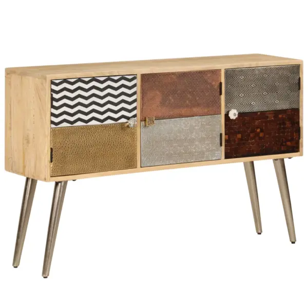 Puhvetkapp 3 sektsiooniga, mangopuit ja teras, pruun, 120 x 30 x 75 cm – 11