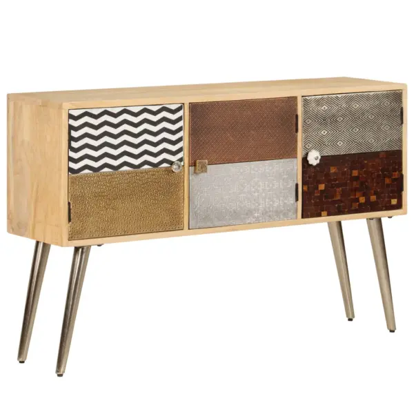 Puhvetkapp 3 sektsiooniga, mangopuit ja teras, pruun, 120 x 30 x 75 cm – 12