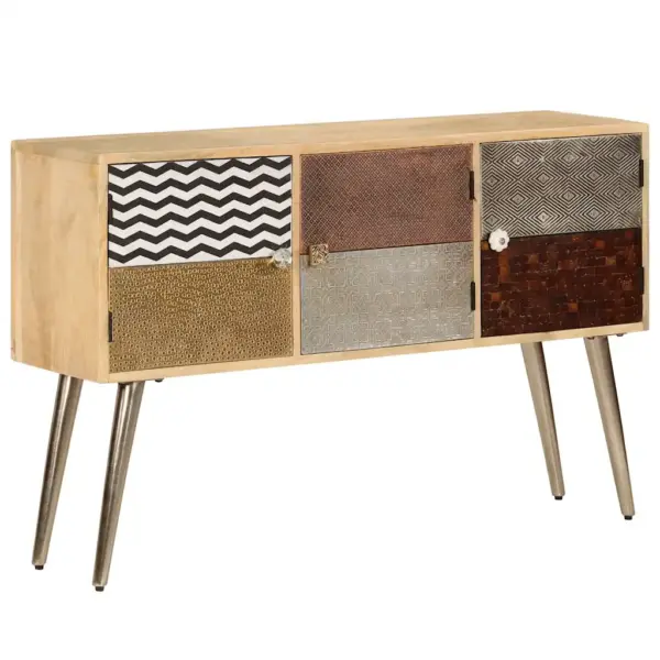 Puhvetkapp 3 sektsiooniga, mangopuit ja teras, pruun, 120 x 30 x 75 cm – 13