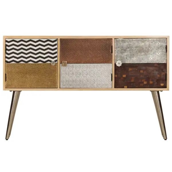 Puhvetkapp 3 sektsiooniga, mangopuit ja teras, pruun, 120 x 30 x 75 cm – 3