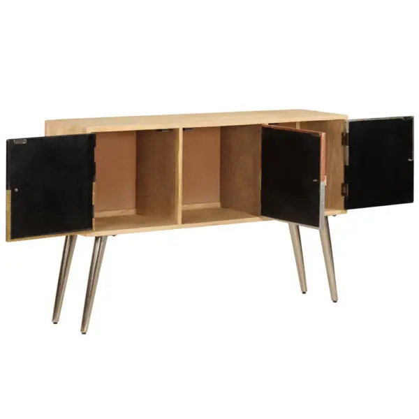 Puhvetkapp 3 sektsiooniga, mangopuit ja teras, pruun, 120 x 30 x 75 cm – 4