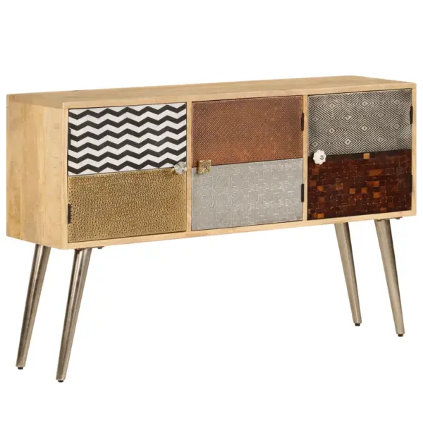 Puhvetkapp 3 sektsiooniga, mangopuit ja teras, pruun, 120 x 30 x 75 cm – 10