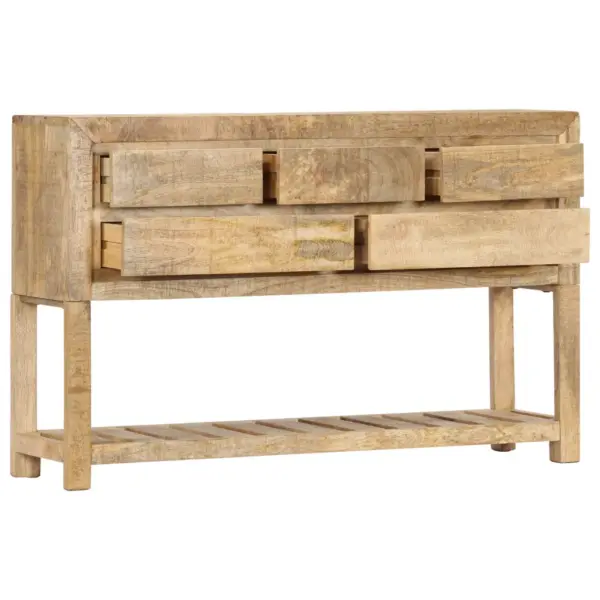 Puhvetkapp 5 sahtli ja riiuliga, toekas mangopuit, 120 x 30 x 75 cm - 3