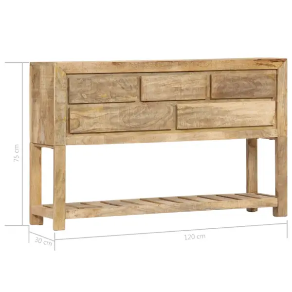 Puhvetkapp 5 sahtli ja riiuliga, toekas mangopuit, 120 x 30 x 75 cm - 8