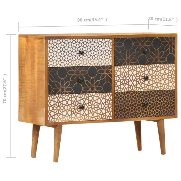Mangopuidust puhvetkapp 6 mustrilise sahtliga, 90 x 30 x 70 cm – 8