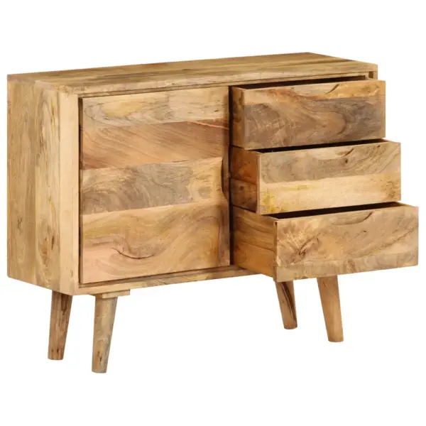 Mangopuidust puhvetkapp 3 sahtli ja 2 riiuliga, 90 x 30 x 69 cm – 2