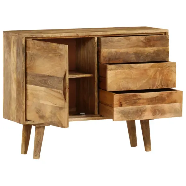Mangopuidust puhvetkapp 3 sahtli ja 2 riiuliga, 90 x 30 x 69 cm – 5
