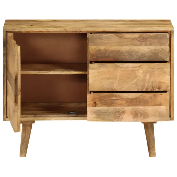 Mangopuidust puhvetkapp 3 sahtli ja 2 riiuliga, 90 x 30 x 69 cm – 7