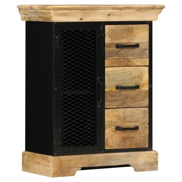 Mangopuidust puhvetkapp metallraamiga, 3 sahtlit ja uks, 60 x 30 x 75 cm – 12