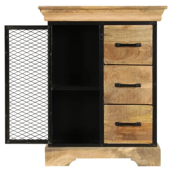 Mangopuidust puhvetkapp metallraamiga, 3 sahtlit ja uks, 60 x 30 x 75 cm – 4