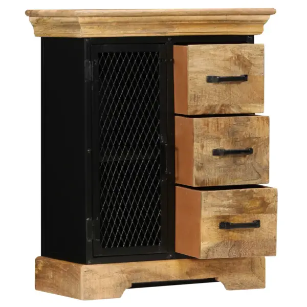 Mangopuidust puhvetkapp metallraamiga, 3 sahtlit ja uks, 60 x 30 x 75 cm – 5