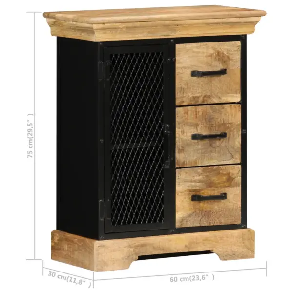 Mangopuidust puhvetkapp metallraamiga, 3 sahtlit ja uks, 60 x 30 x 75 cm – 9