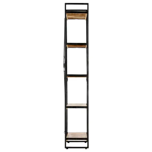 Industriaalne 5 riiuliga mangopuidust raamaturiiul terasraamiga, 60 x 30 x 180 cm - 3