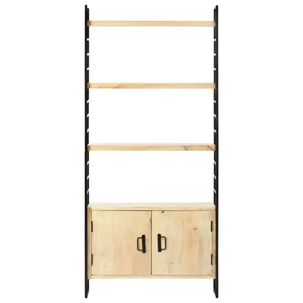 Industriaalstiilis mangopuidust raamaturiiul kapiga, 80 x 30 x 180 cm – 2