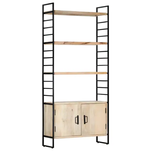 Industriaalstiilis mangopuidust raamaturiiul kapiga, 80 x 30 x 180 cm – 11