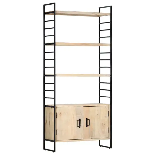 Industriaalstiilis mangopuidust raamaturiiul kapiga, 80 x 30 x 180 cm – 12