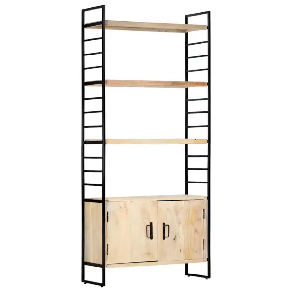 Industriaalstiilis mangopuidust raamaturiiul kapiga, 80 x 30 x 180 cm – 13