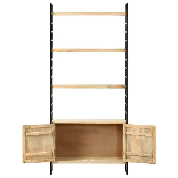 Industriaalstiilis mangopuidust raamaturiiul kapiga, 80 x 30 x 180 cm – 3