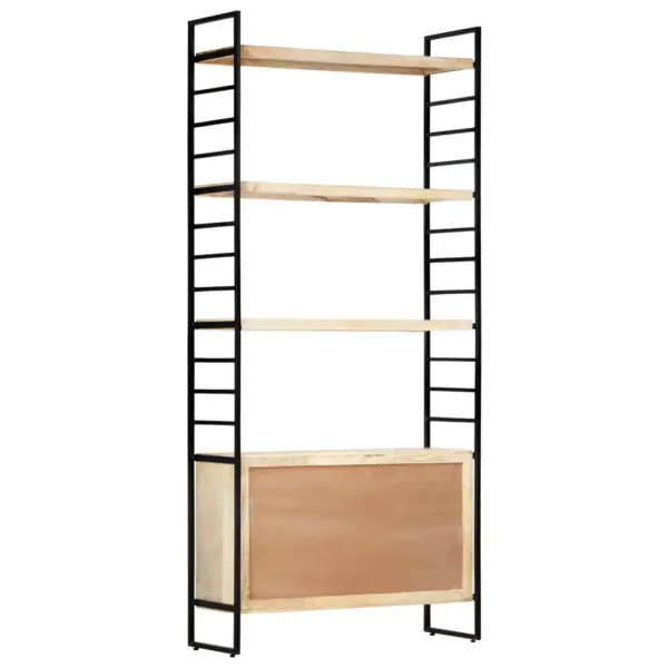 Industriaalstiilis mangopuidust raamaturiiul kapiga, 80 x 30 x 180 cm – 4