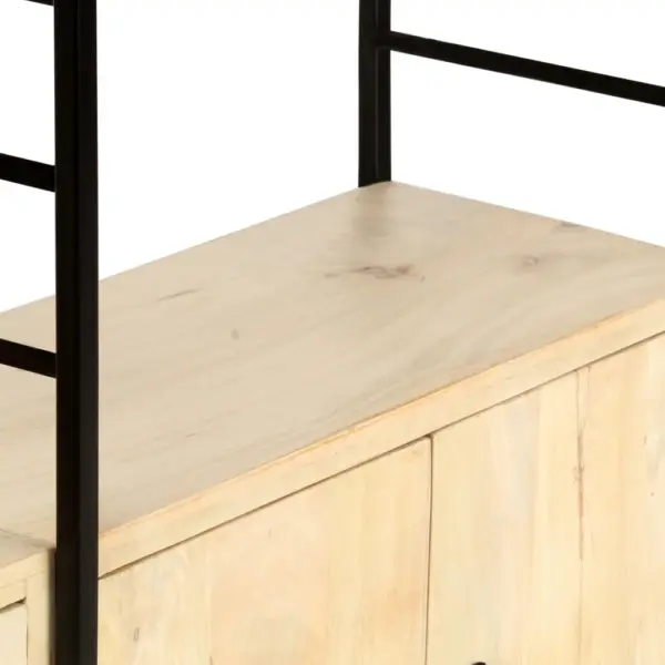 Industriaalstiilis mangopuidust raamaturiiul kapiga, 80 x 30 x 180 cm – 7