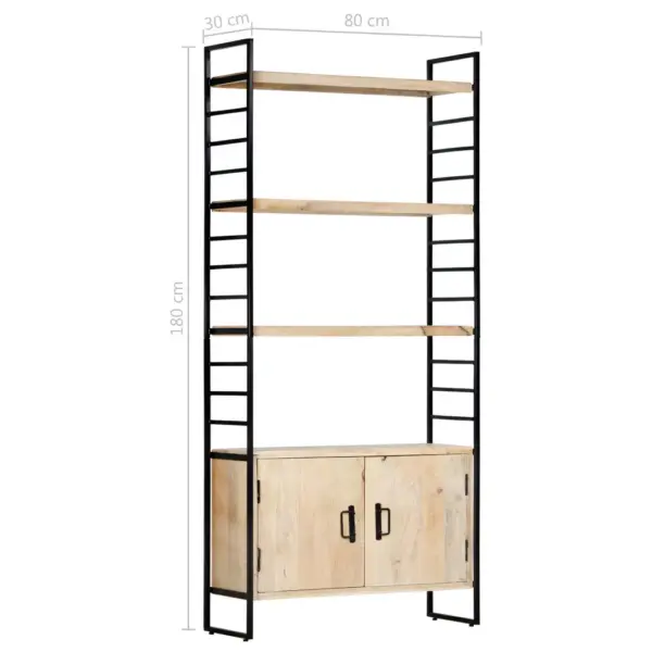 Industriaalstiilis mangopuidust raamaturiiul kapiga, 80 x 30 x 180 cm – 9