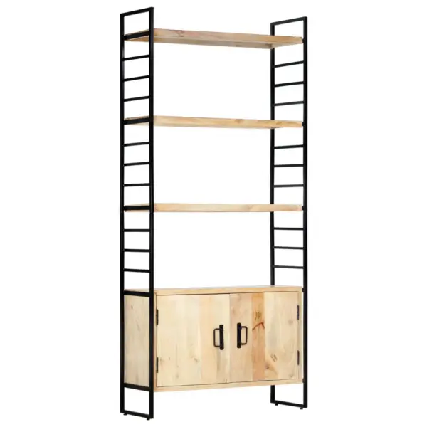 Industriaalstiilis mangopuidust raamaturiiul kapiga, 80 x 30 x 180 cm – 10