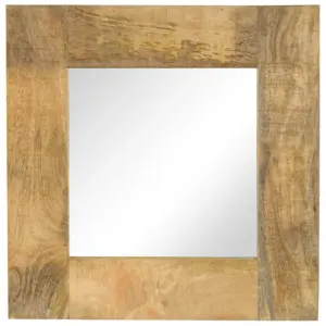 Mangopuidust raamiga ruudukujuline peegel, pruun, 50 x 50 cm