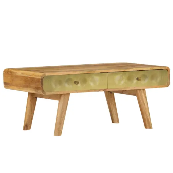 Retrostiilis mangopuidust kohvilaud kuldse esipaneeliga, 90 x 50 x 40 cm – 11
