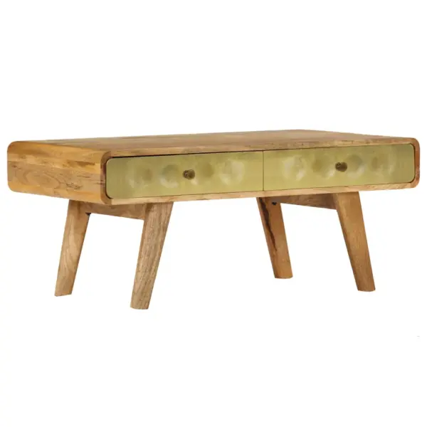 Retrostiilis mangopuidust kohvilaud kuldse esipaneeliga, 90 x 50 x 40 cm – 12