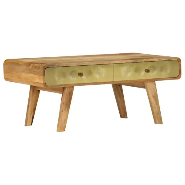 Retrostiilis mangopuidust kohvilaud kuldse esipaneeliga, 90 x 50 x 40 cm – 13