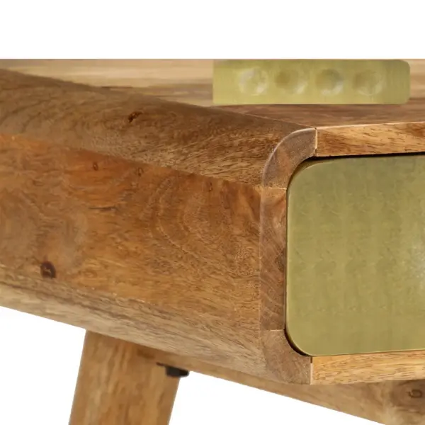 Retrostiilis mangopuidust kohvilaud kuldse esipaneeliga, 90 x 50 x 40 cm – 6