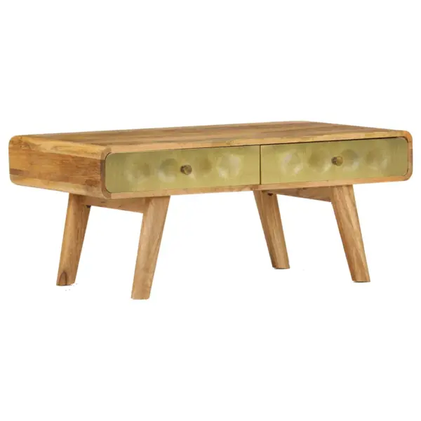 Retrostiilis mangopuidust kohvilaud kuldse esipaneeliga, 90 x 50 x 40 cm – 10